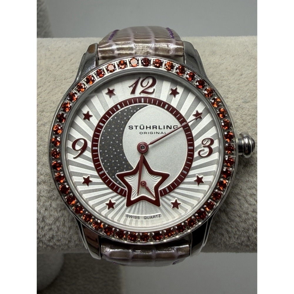 Stuhrling Star Bright New Battery Ladies Watch 34MM 7" Leather Band
